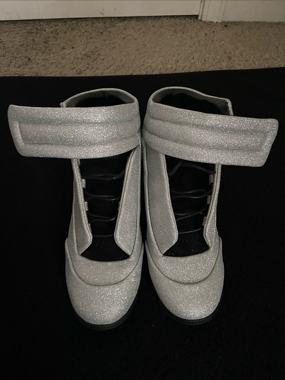Maison Martin Margiela Silver Glitter High-Top Ankle Boots